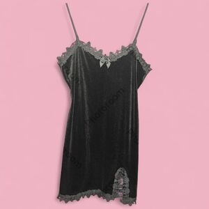 Womens Black Babydoll Y2K Mini Dress Sz L Lace Whimsygoth Fairygrunge Goth Witch